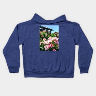 Pink Roses Near Trellis Kids Hoodie